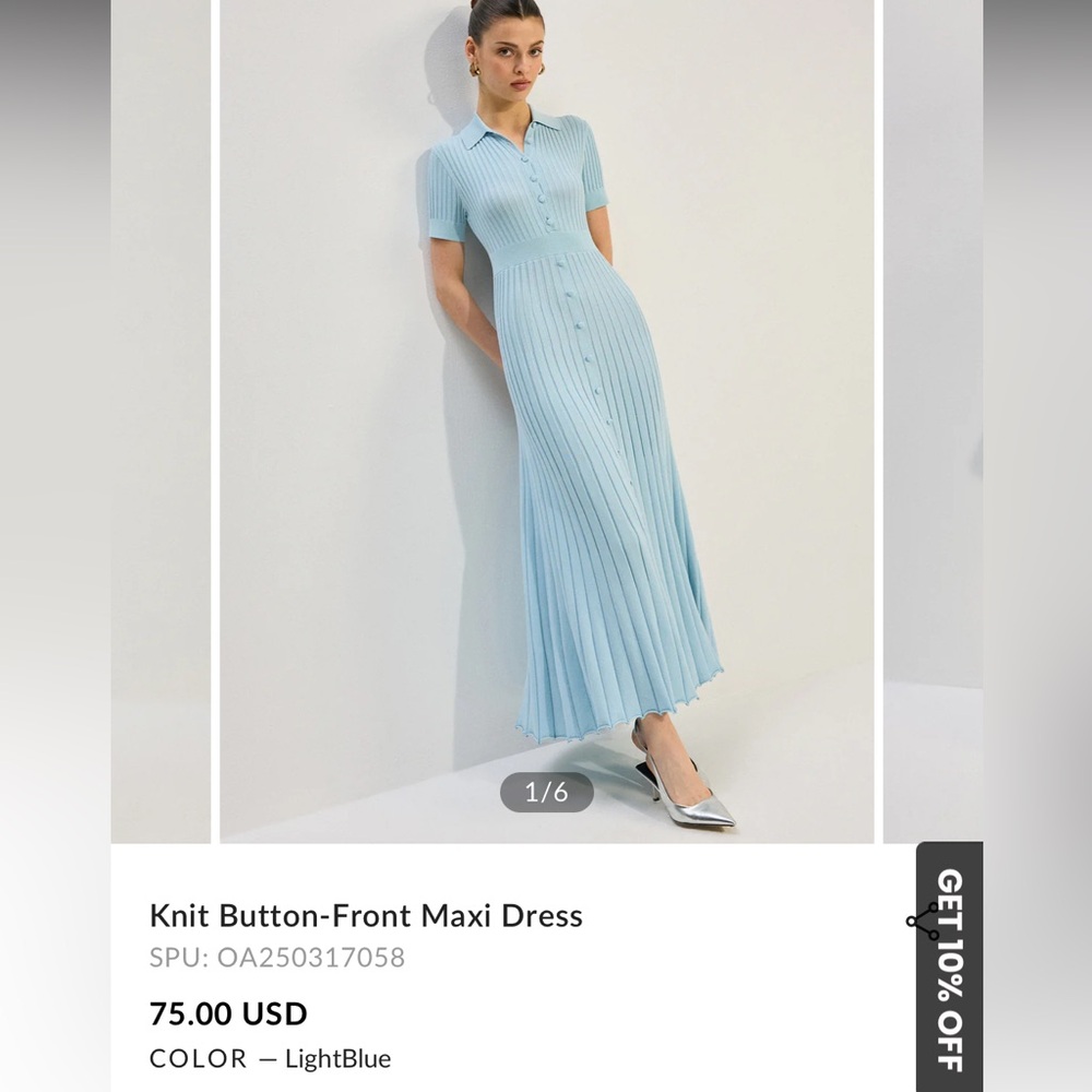 Elegant Blue Ribbed Maxi Dress - Picture 2 of 7